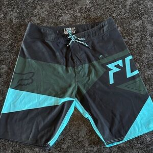 Fox Men's Swim Board Shorts - Black and Teal